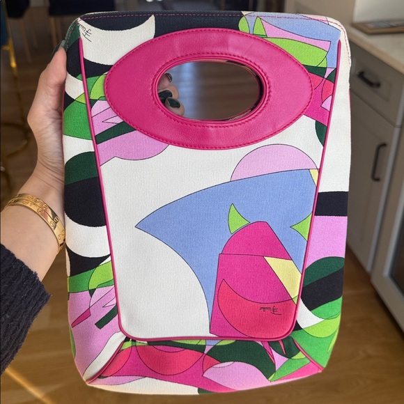 Emilio Pucci Handbags - Emilio Pucci Pink and Blue Graphic Tote